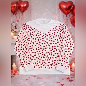 NWT LuLaRoe Lizzy White Mesh Red Hearts Pattern Size 3XL